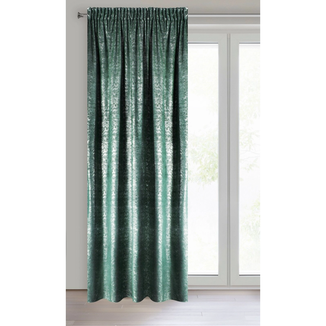 Záves 140x270 cm zamatový tyrkysovo strieborný na riasiacu pásku CYPR - Design 91