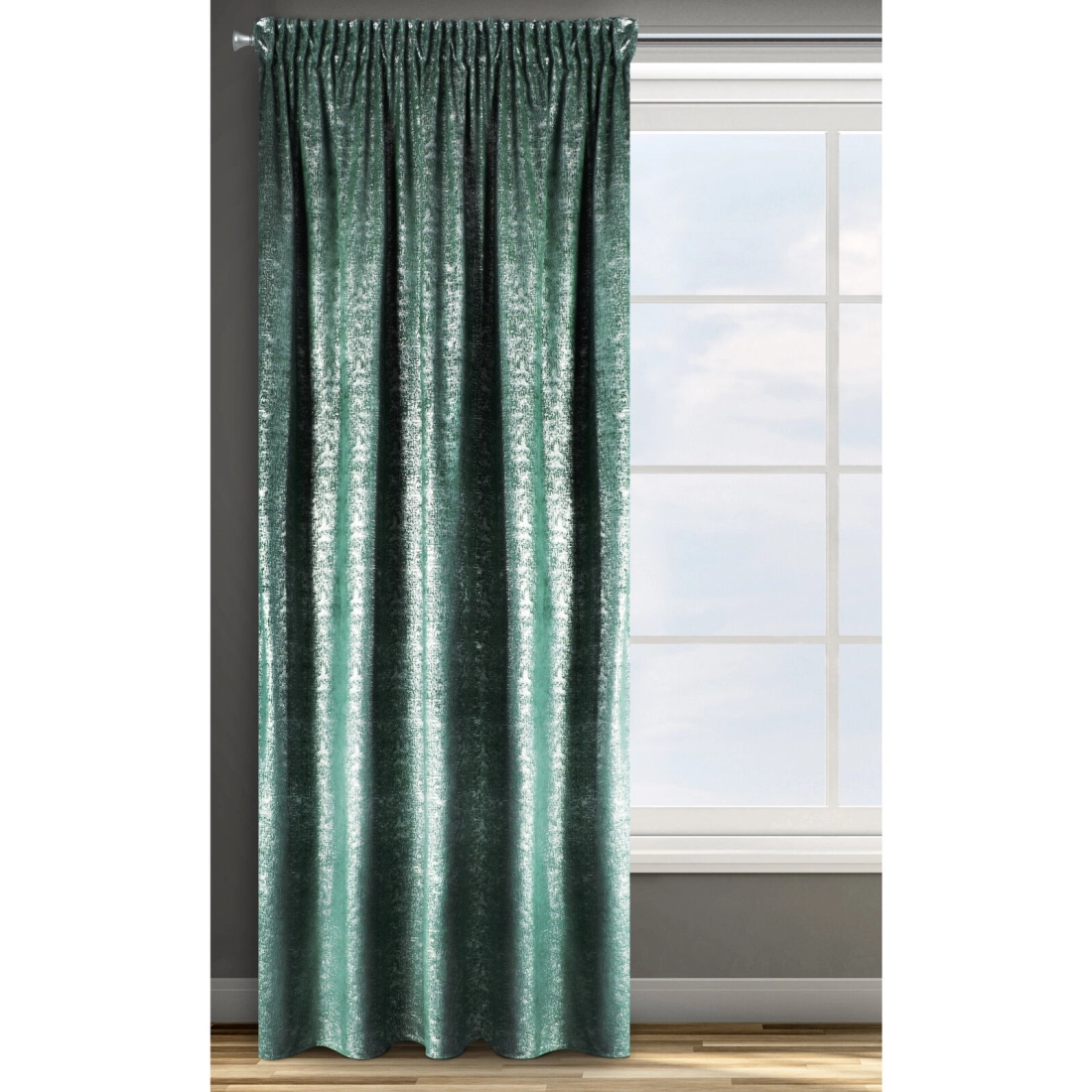 Záves 140x270 cm zamatový tyrkysovo strieborný na riasiacu pásku CYPR - Design 91