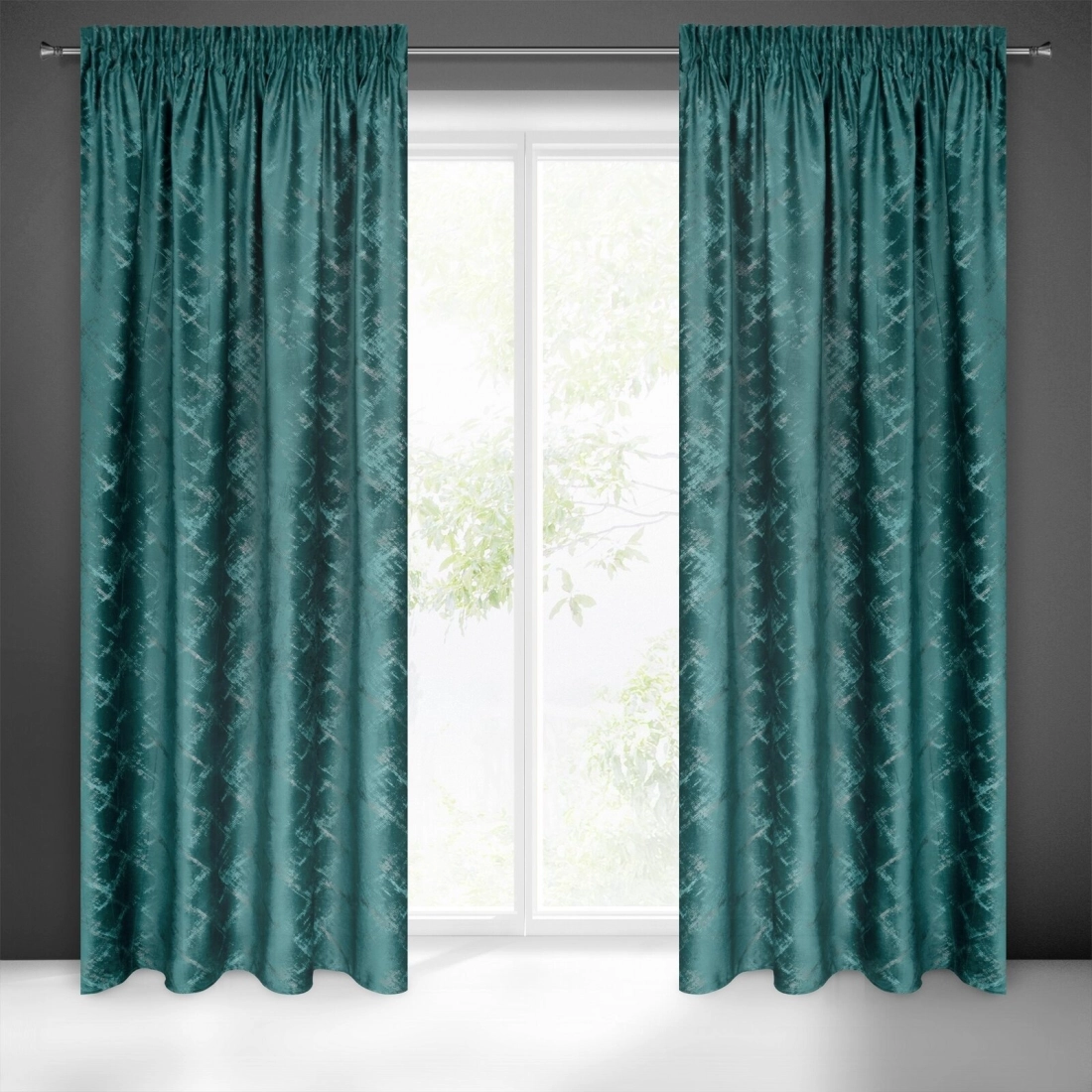 Závěs 140 x 270 cm sametový tyrkysový, šampaňský na řasicí pásku ADRIA