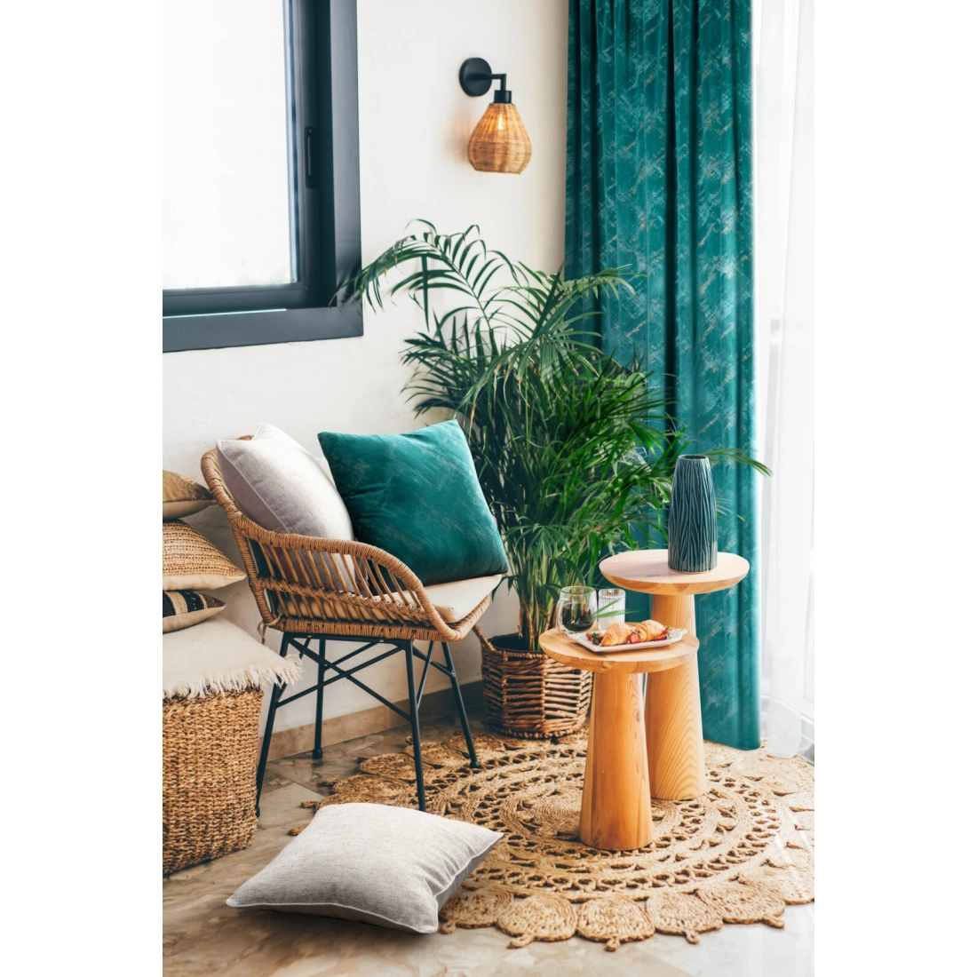 Závěs 140 x 270 cm sametový tyrkysový, šampaňský na řasicí pásku ADRIA