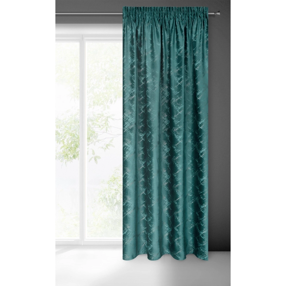 Závěs 140 x 270 cm sametový tyrkysový, šampaňský na řasicí pásku ADRIA