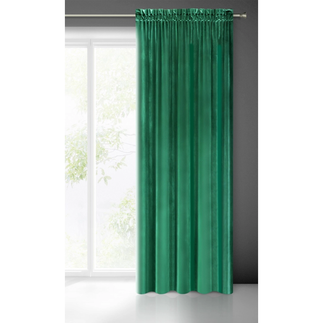 Záves 140x270 cm zamatový zelený na riasiacu pásku SAMANTA