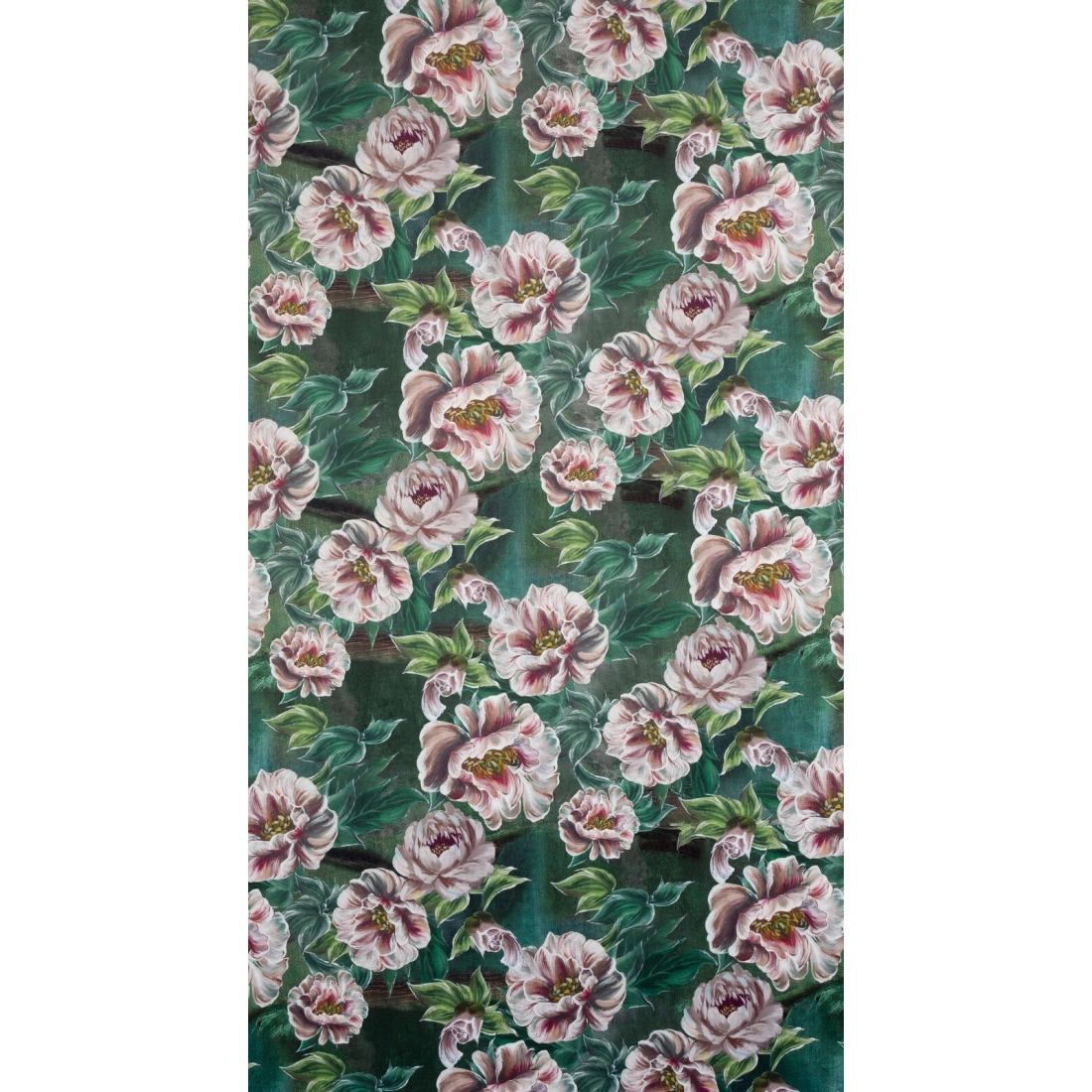 Záves 140x270 cm zamatový zelený, ružový na riasiacu pásku PALMERA