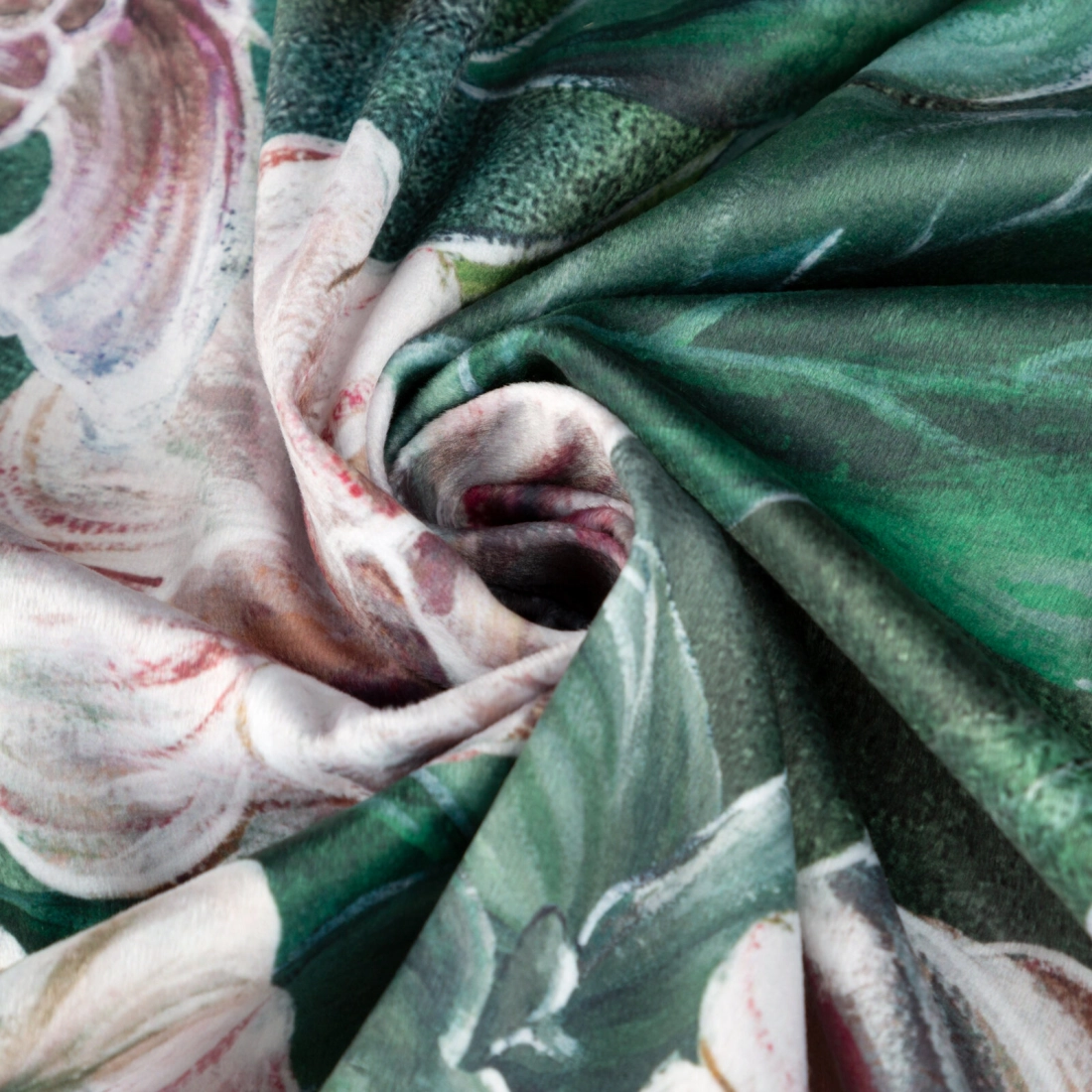 Záves 140x270 cm zamatový zelený, ružový na riasiacu pásku PALMERA