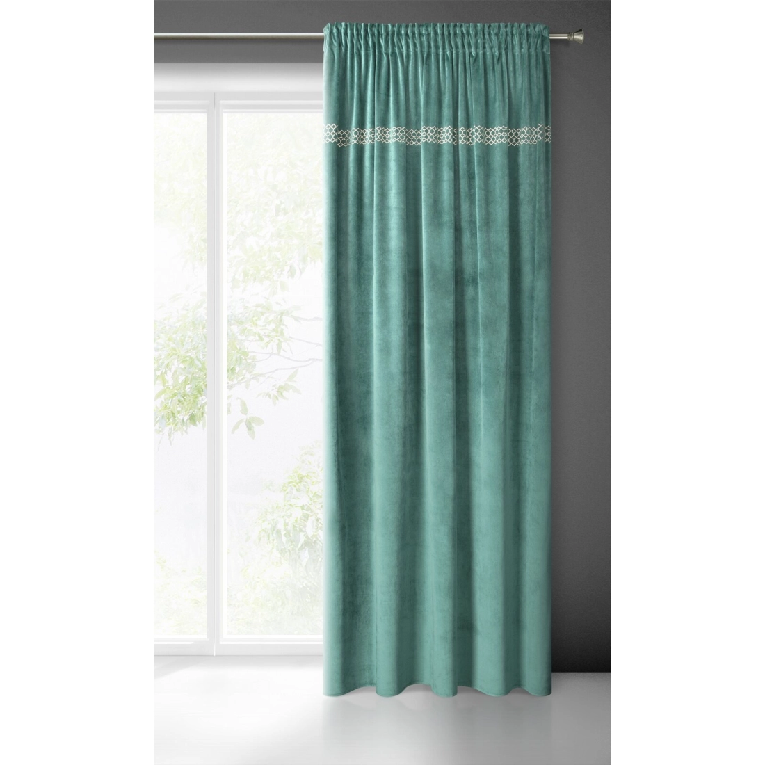 Záves 140x270 cm zamatový zelený svetlozlatý na riasiacu pásku JOVITA Diva Line