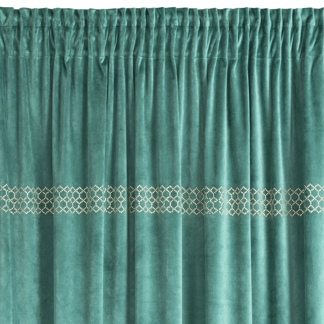 Záves 140x270 cm zamatový zelený svetlozlatý na riasiacu pásku JOVITA Diva Line