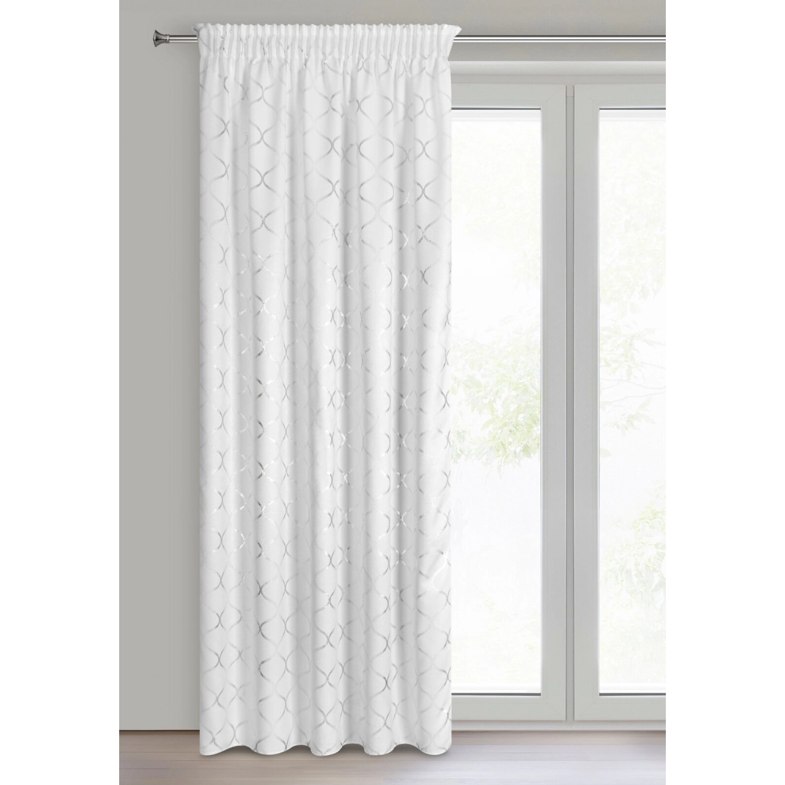 Záves 140x270 cm zatemňujúci bielo strieborný na riasiacu pásku MILI