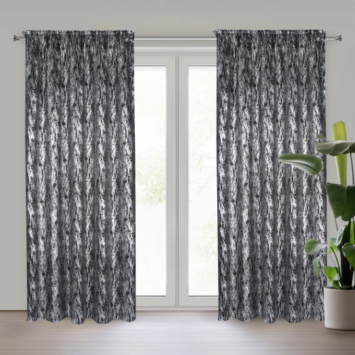 Záves 140x270 cm zatemňujúci čierno striebristý na riasiacu pásku ELISE