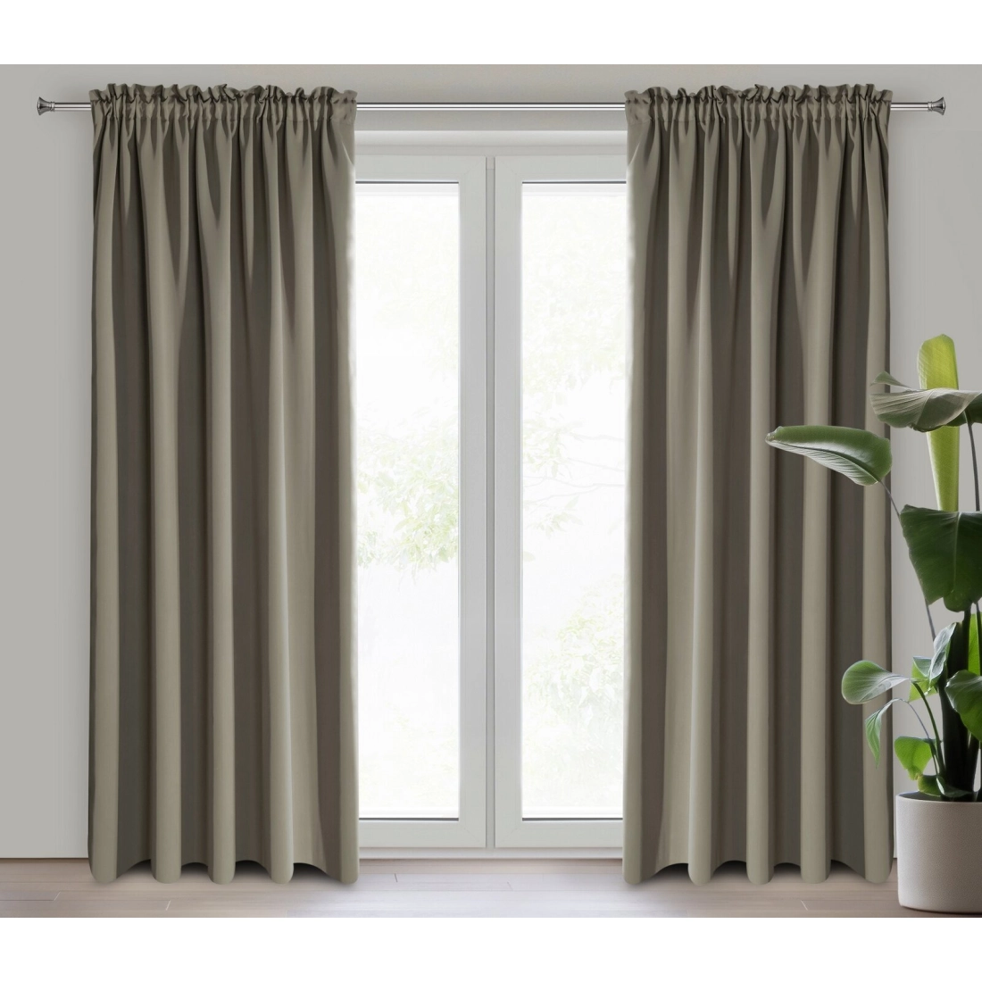 Záves 140x270 cm zatemňujúci polyesterový tmavobéžový na riasiacu pásku a tunel PARISA DESIGN91