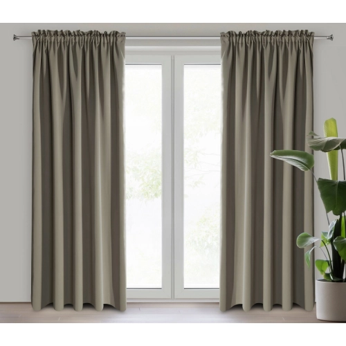 Záves 140x270 cm zatemňujúci polyesterový tmavobéžový na riasiacu pásku a tunel PARISA DESIGN91