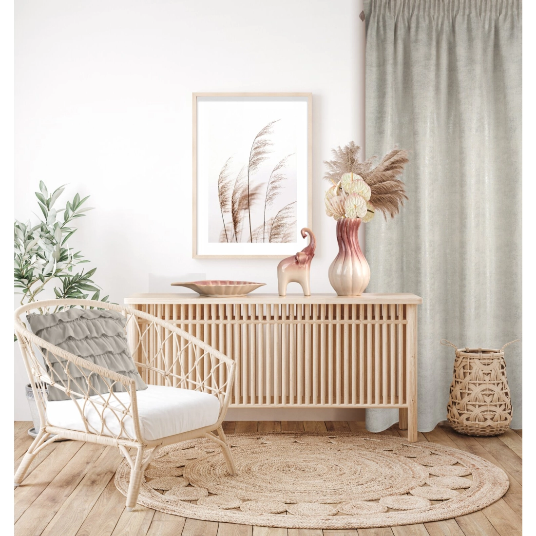 Záves 140x280 cm polyesterový prírodný so strieborným leskom na riasiacu pásku BLANKA