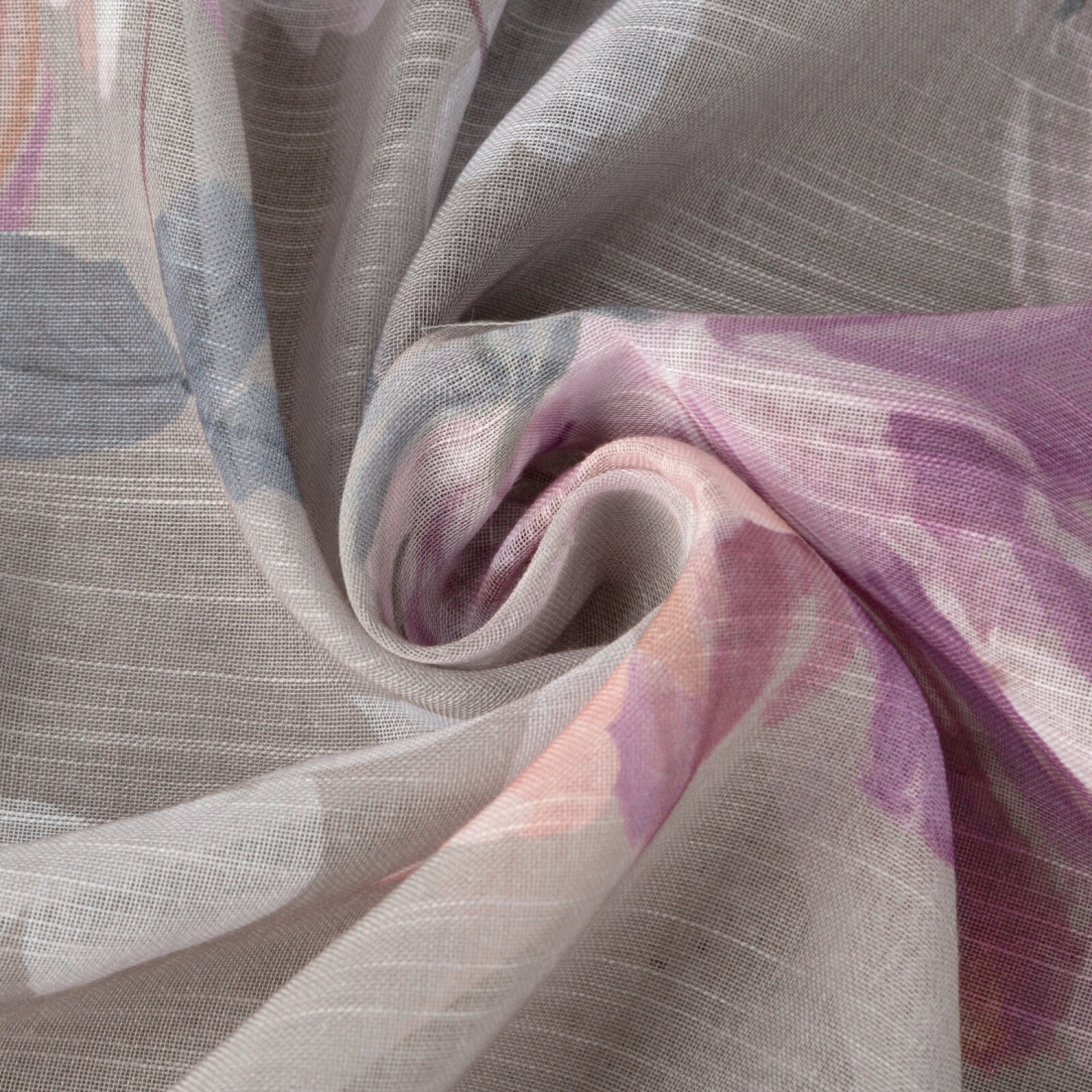 Záves 140x300 cm etamínový strieborný s ružovými kvetmi na riasiacu pásku SHERRY