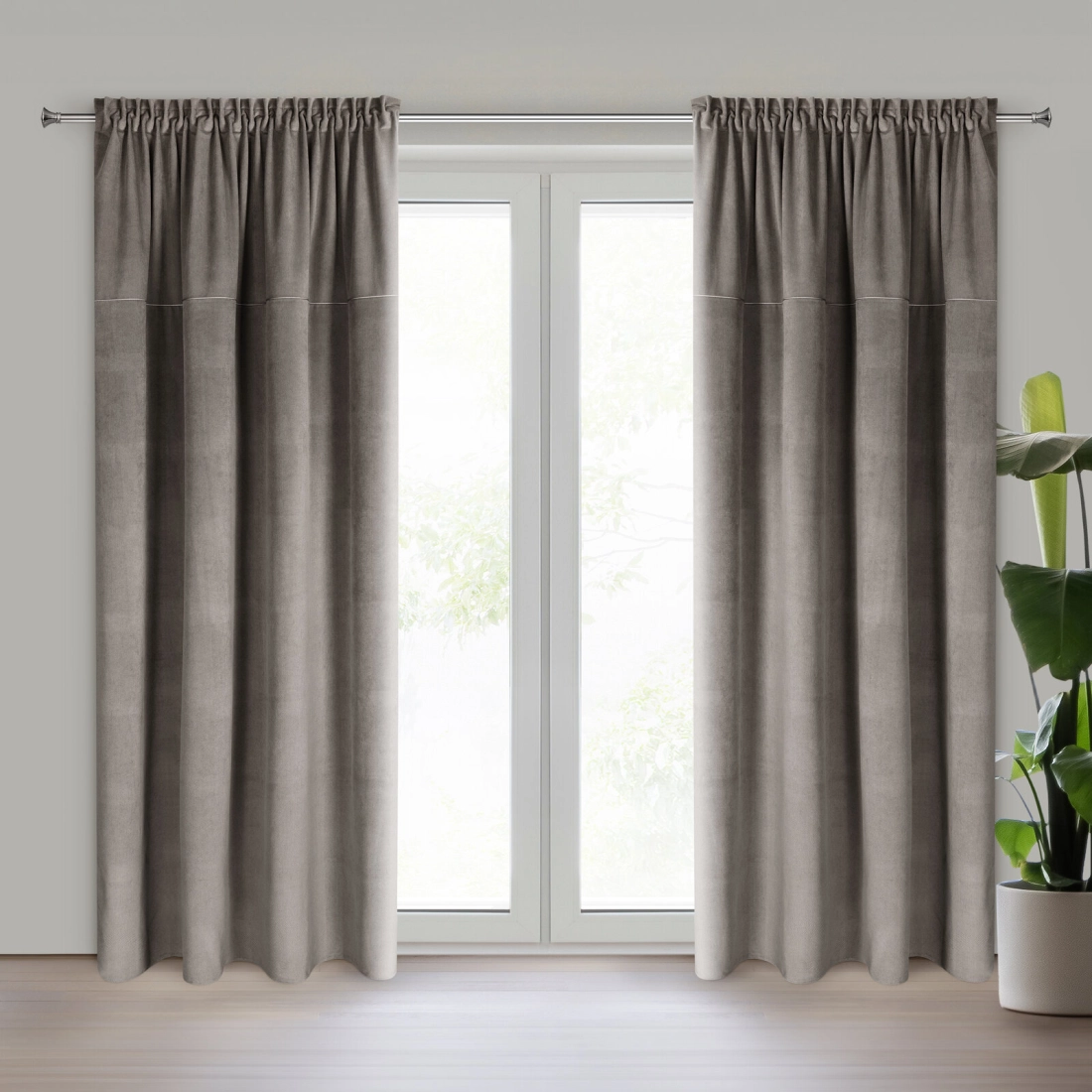 Záves 140x300 cm matný zamatový sivý na riasiacu pásku MILO