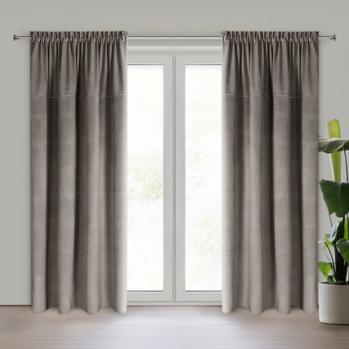 Záves 140x300 cm matný zamatový sivý na riasiacu pásku MILO