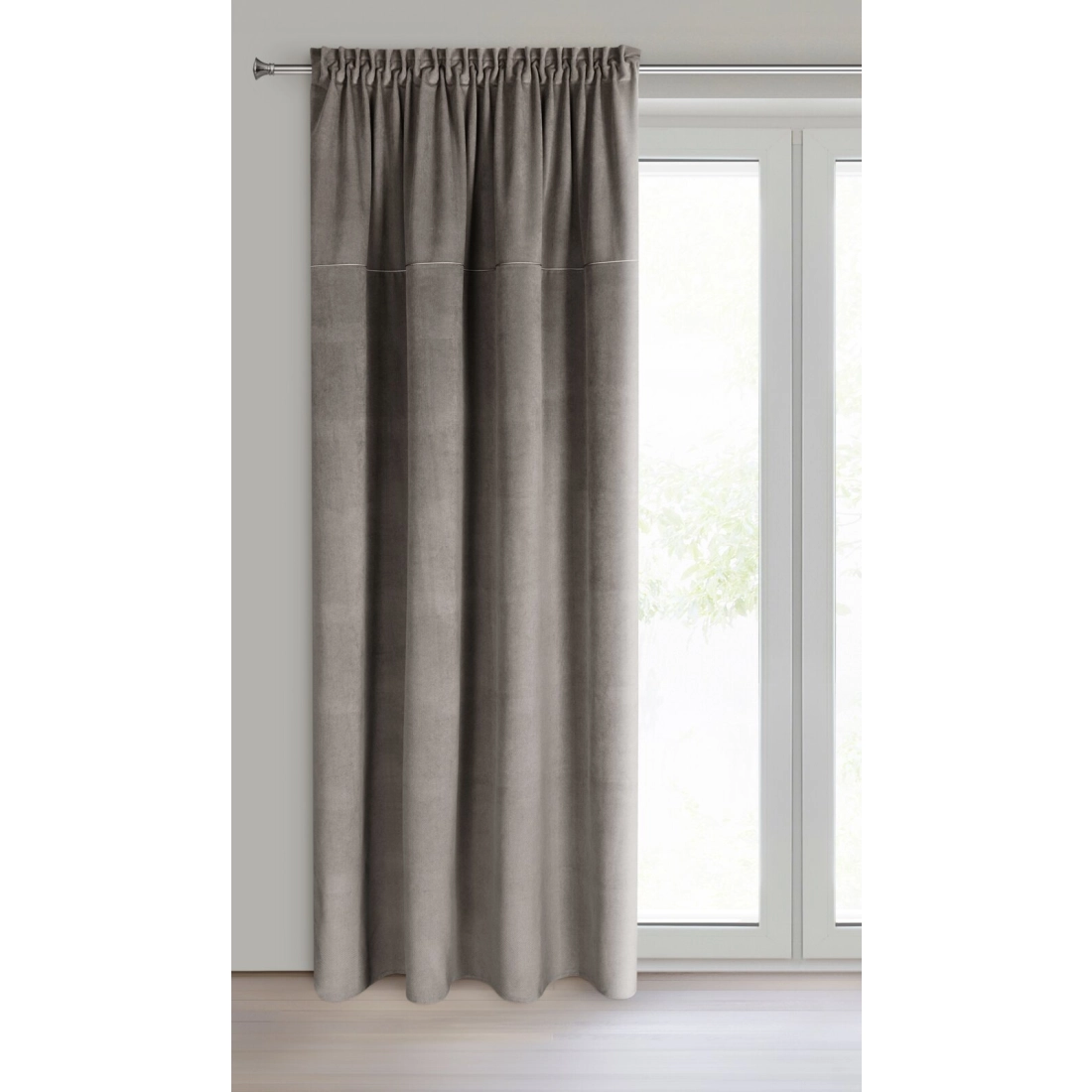 Záves 140x300 cm matný zamatový sivý na riasiacu pásku MILO