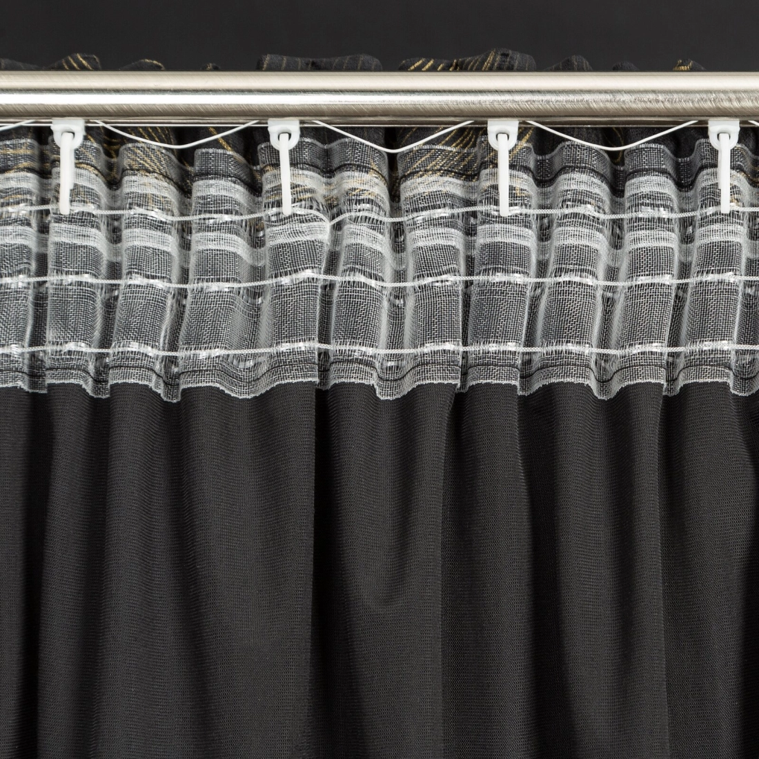 Záves 140x300 cm velúrový čierny zlatistý na riasiacu pásku STELLA