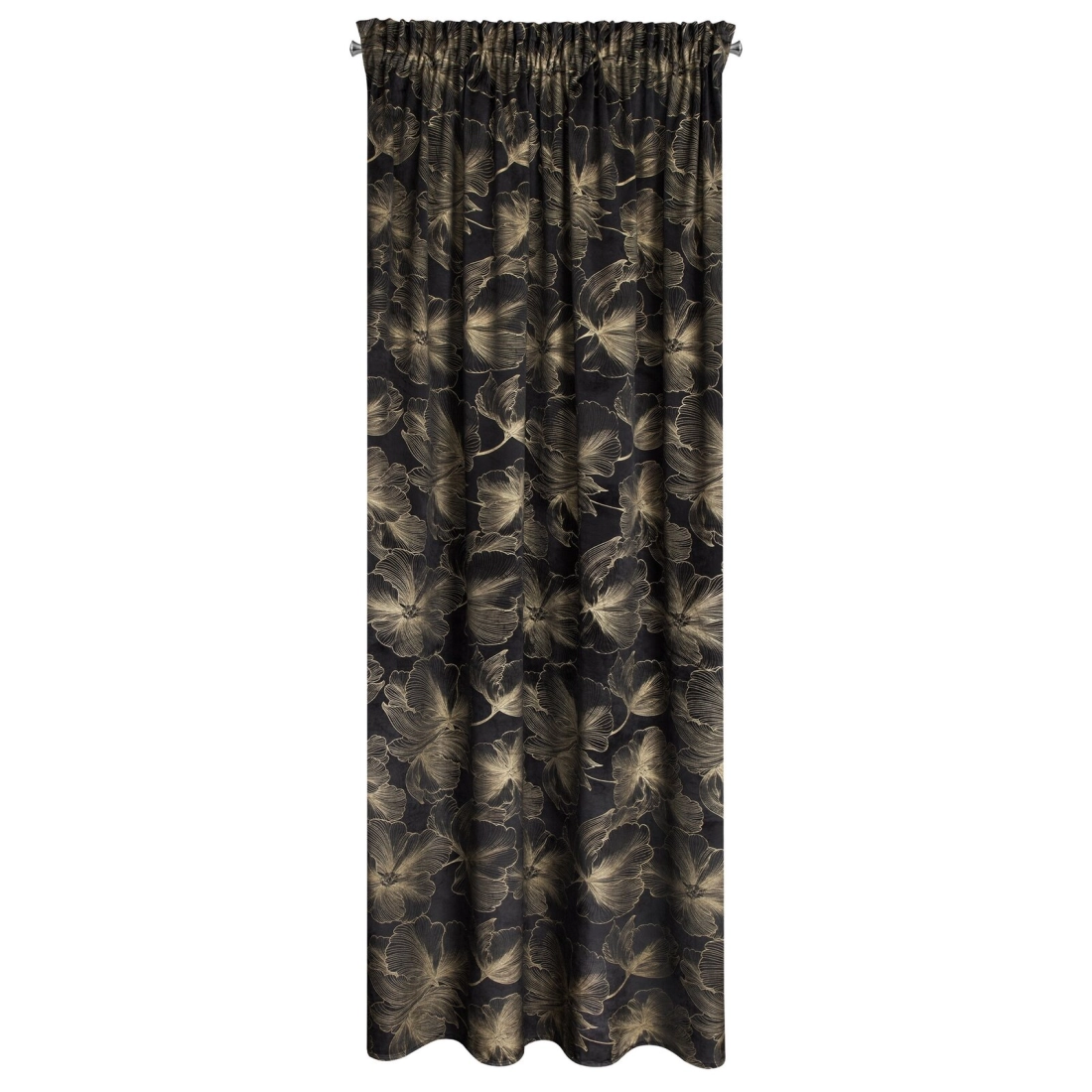 Záves 140x300 cm velúrový čierny zlatistý na riasiacu pásku STELLA