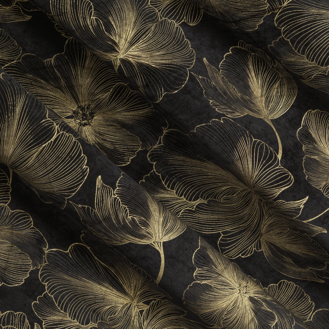 Záves 140x300 cm velúrový čierny zlatistý na riasiacu pásku STELLA