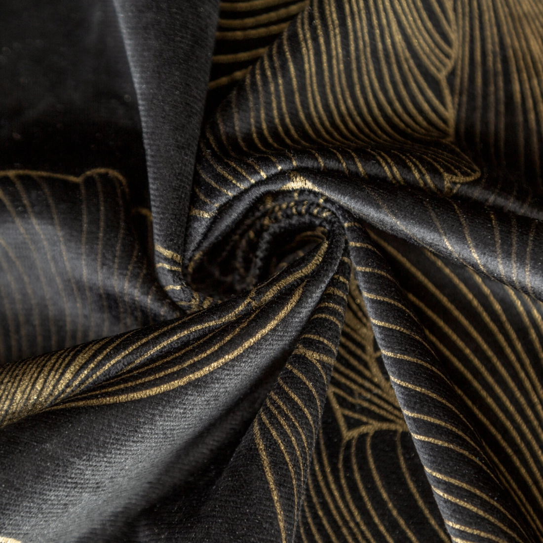 Záves 140x300 cm velúrový čierny zlatistý na riasiacu pásku STELLA
