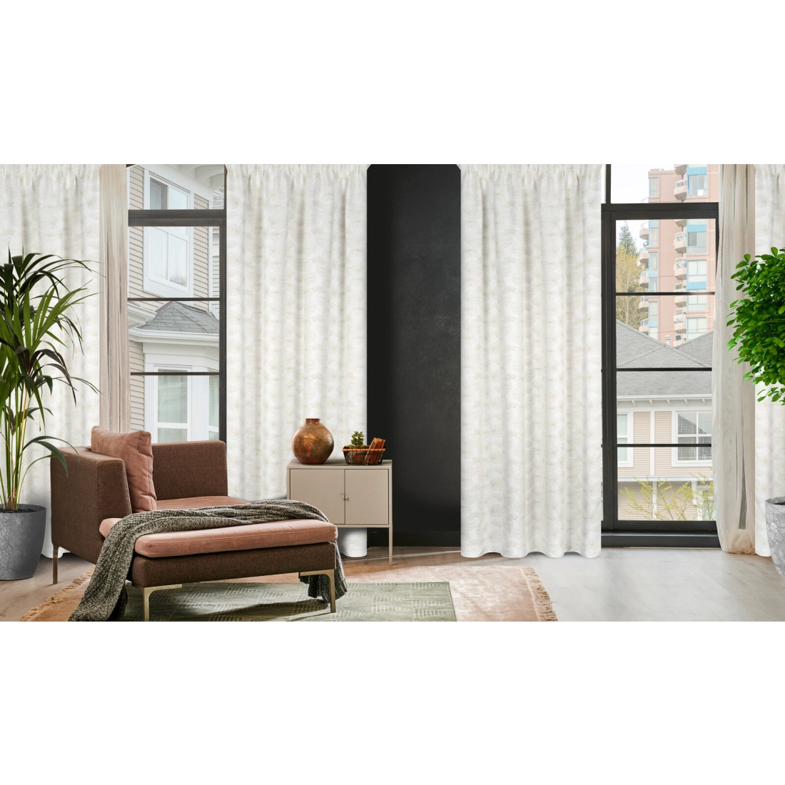 Záves 140x300 cm zaciemňujúci bielo zlatý na riasiacu pásku MARIGOLD