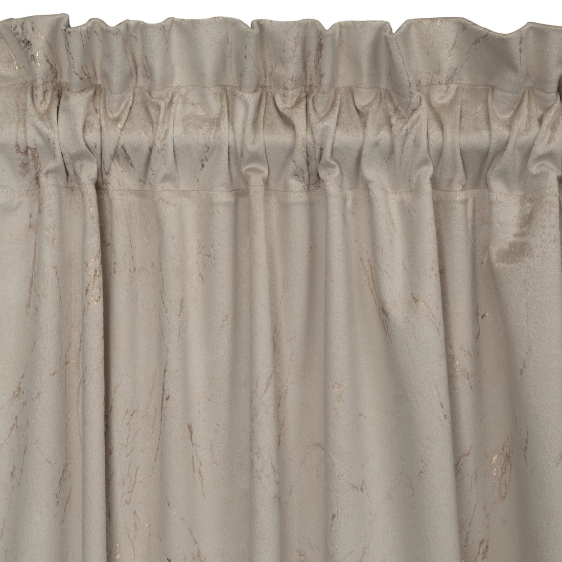 Závěs 140x300 cm sametový béžový se zlatým vzorem na řasicí pásku NADIA