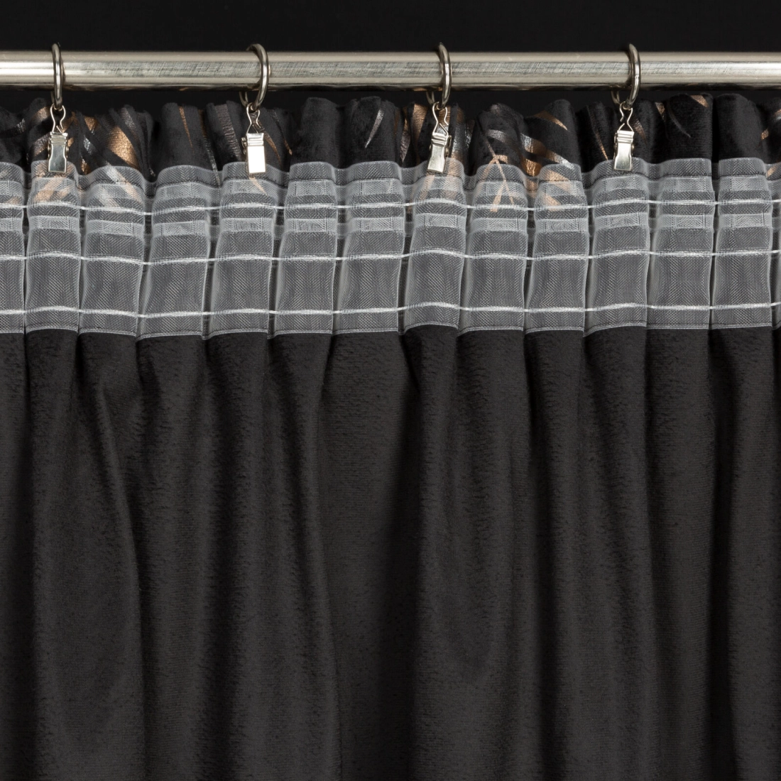 Záves 140x300 cm zamatový čierny, šampanský na riasiacu pásku GLORIA