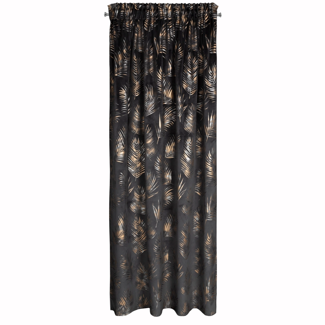Záves 140x300 cm zamatový čierny, šampanský na riasiacu pásku GLORIA