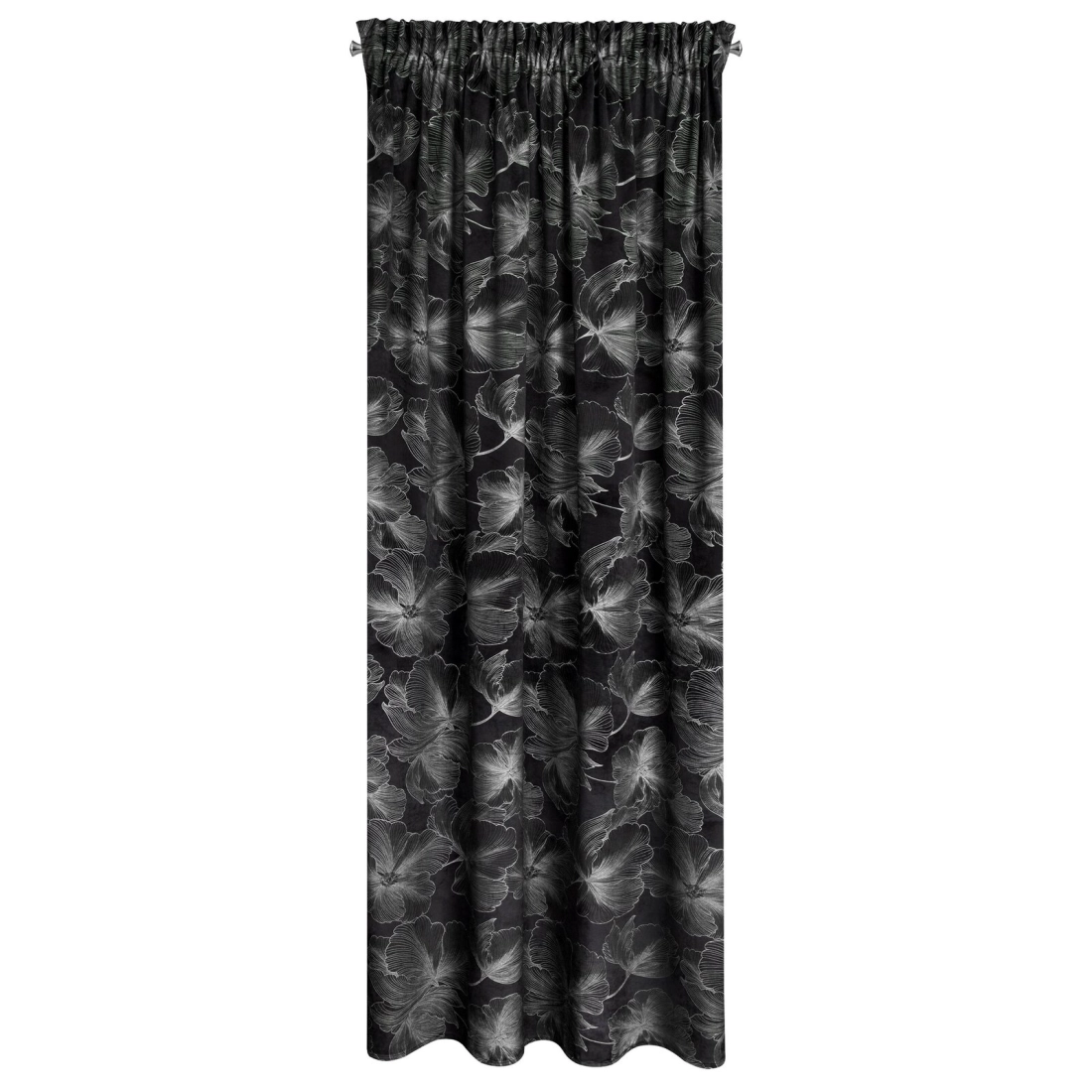 Záves 140x300 cm zamatový čierny strieborný na riasiacu pásku STELLA