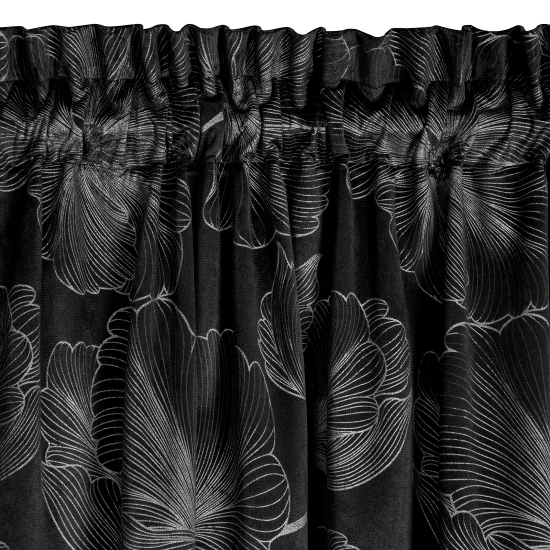 Záves 140x300 cm zamatový čierny strieborný na riasiacu pásku STELLA