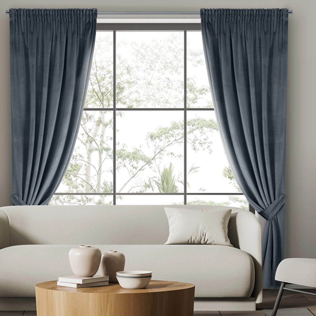 Záves 140x300 cm zamatový grafitový na riasiacu pásku ANTARA