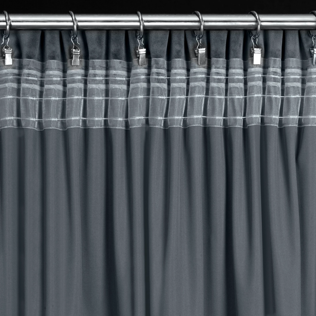 Záves 140x300 cm zamatový grafitový na riasiacu pásku ANTARA