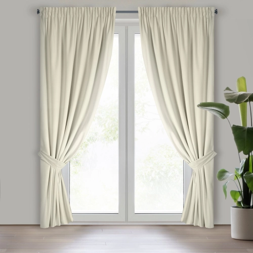 Záves 140x300 cm zamatový krémový na riasiacu pásku ANTARA