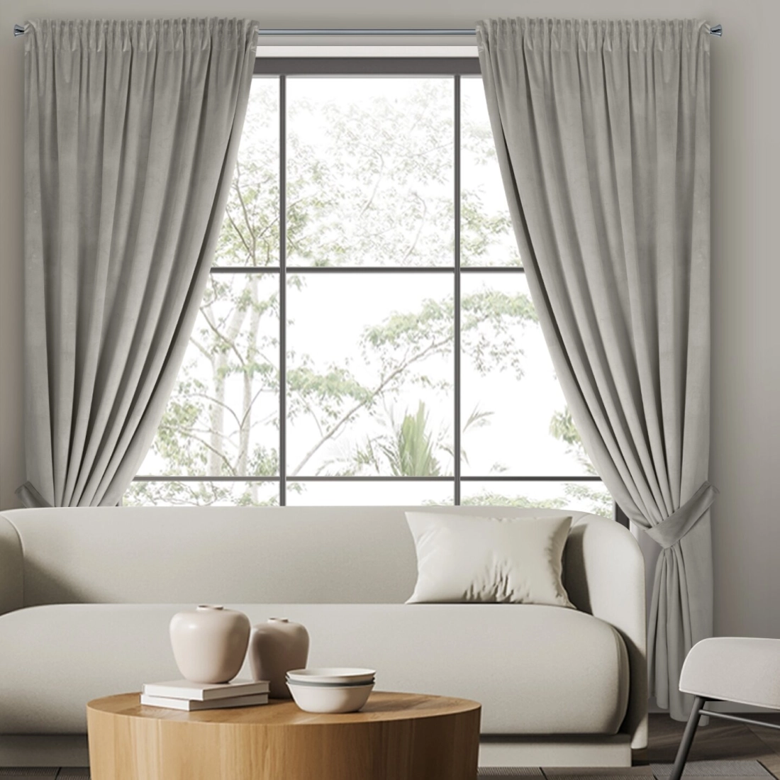 Sametový závěs 140x300 cm popelavý na řasicí pásku ANTARA