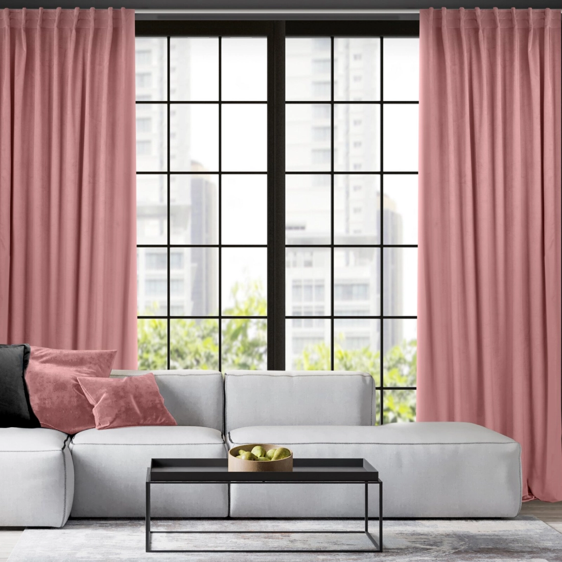Záves 140x300 cm zamatový ružový na riasiacu pásku MADLEN