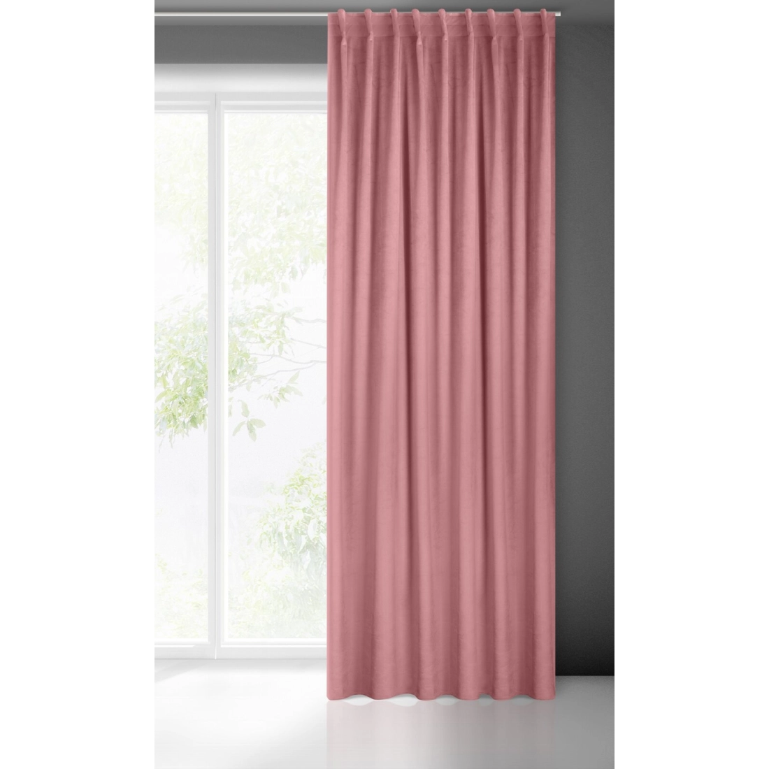 Záves 140x300 cm zamatový ružový na riasiacu pásku MADLEN