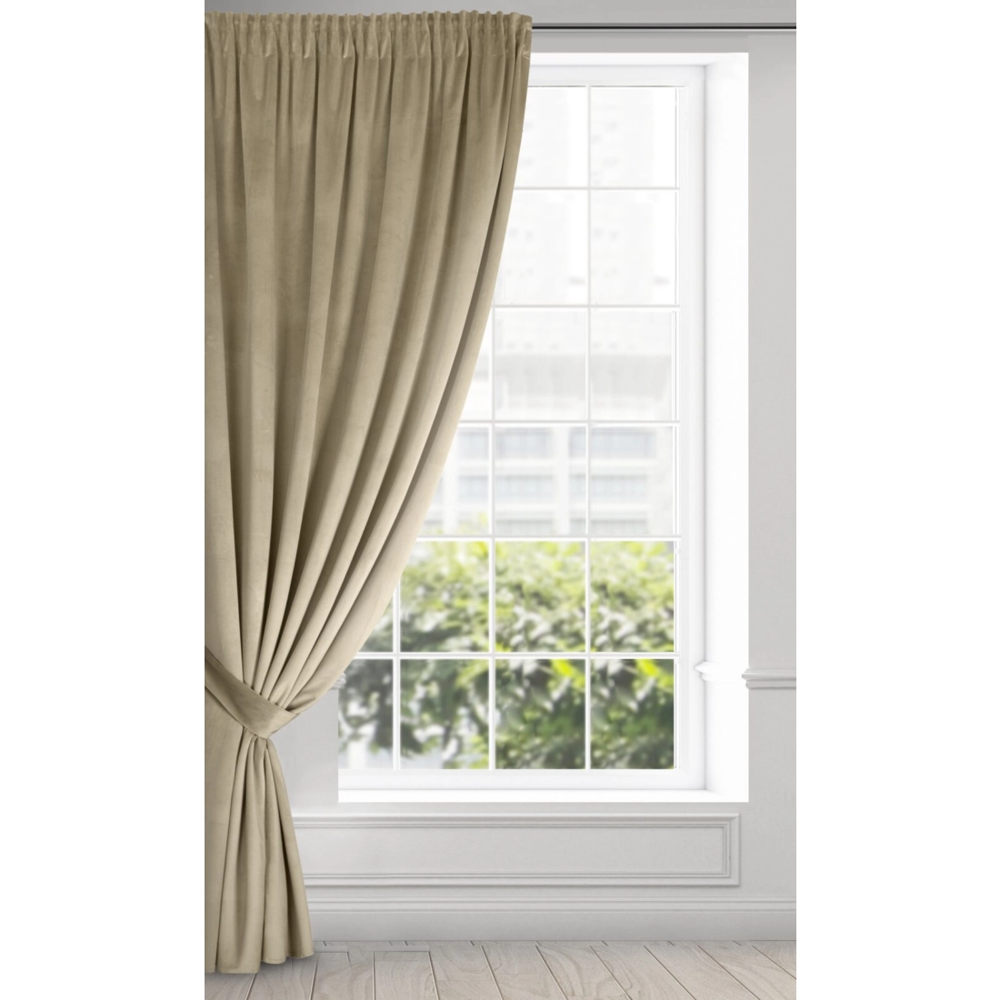 Sametový závěs 140x300 cm světle béžový na řasicí pásku ANTARA