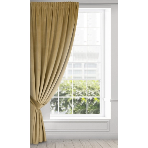 Závěs 140x300 cm sametový tmavě béžový na řasící pásku ANTARA