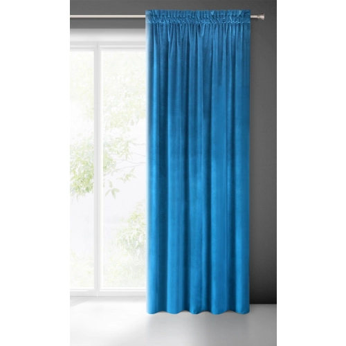 Záves 140x300 cm zamatový tmavomodrý na riasiacu pásku SAMANTA