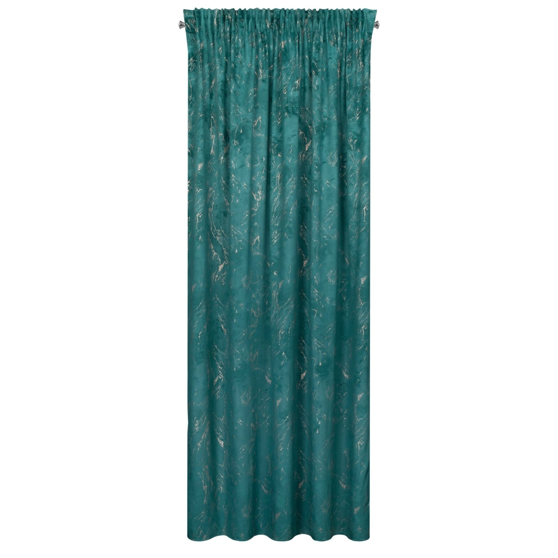 Záves 140x300 cm zamatový tmavotyrkysový so zlatým vzorom na riasiacu pásku NADIA