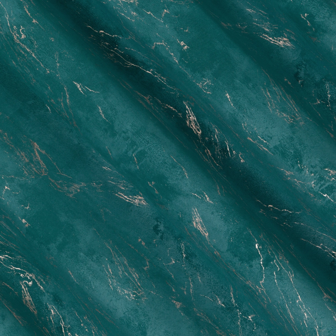 Záves 140x300 cm zamatový tmavotyrkysový so zlatým vzorom na riasiacu pásku NADIA