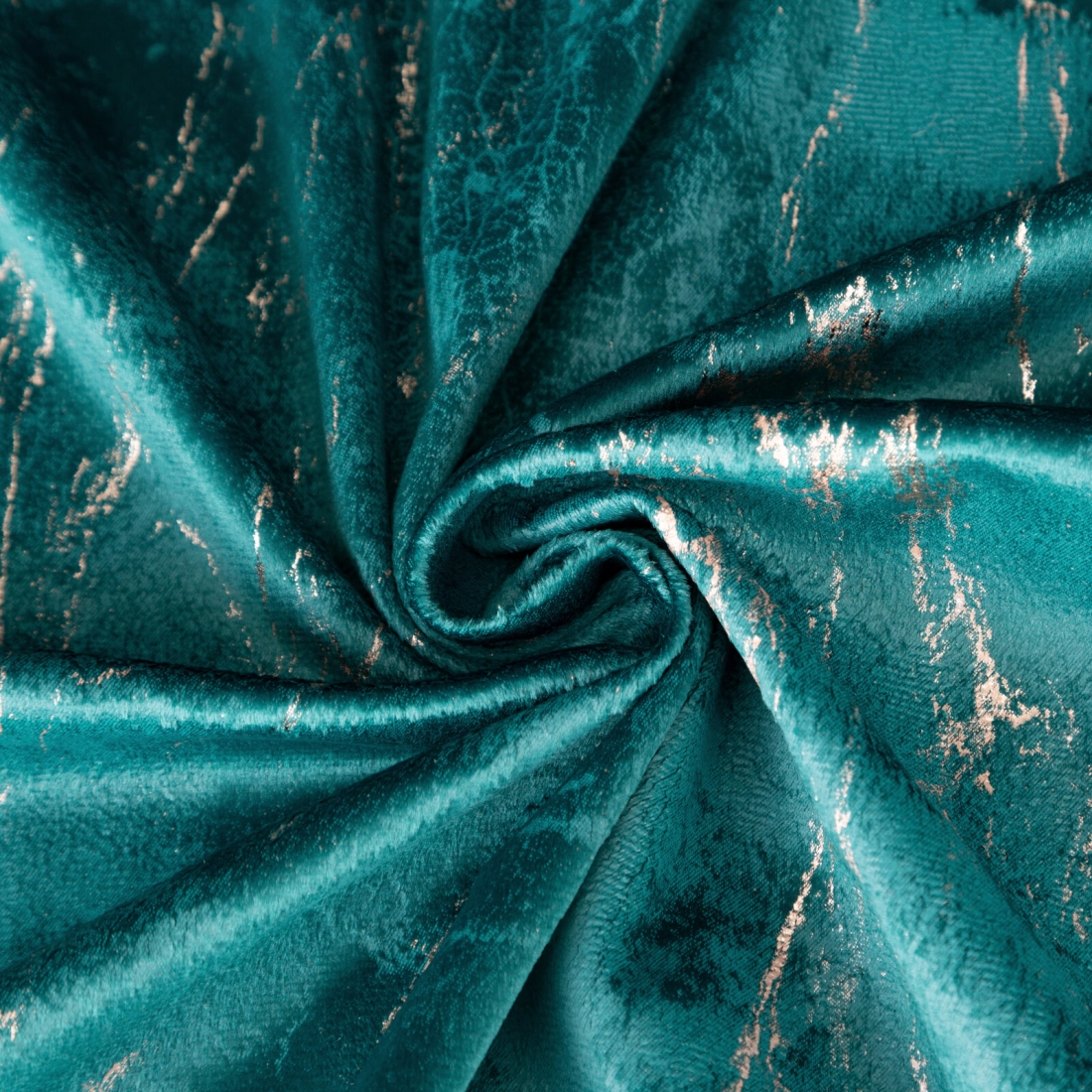 Záves 140x300 cm zamatový tmavotyrkysový so zlatým vzorom na riasiacu pásku NADIA