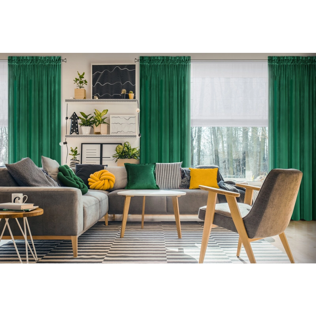 Záves 140x300 cm zamatový zelený na riasiacu pásku SAMANTA