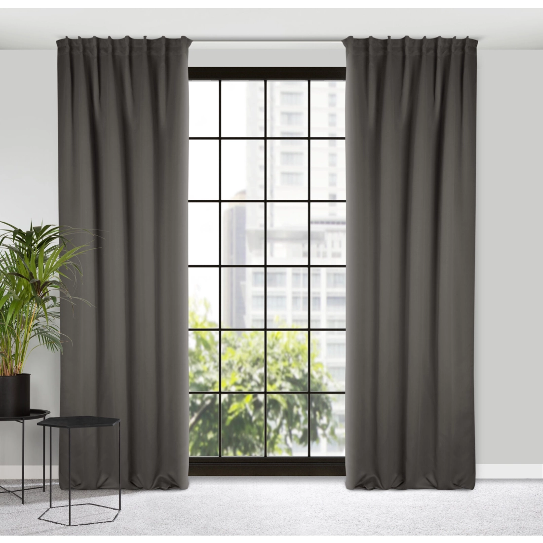 Záves 140x300 cm zatemňujúci sivý na riasiacu pásku MILAN