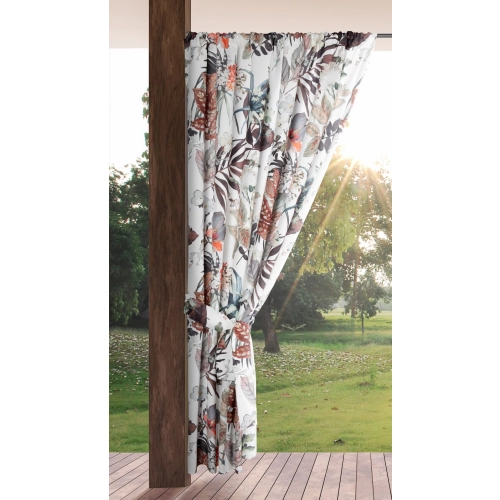 Voděodolná bílá a oranžová záclona 155x200 cm na tunel GARDEN