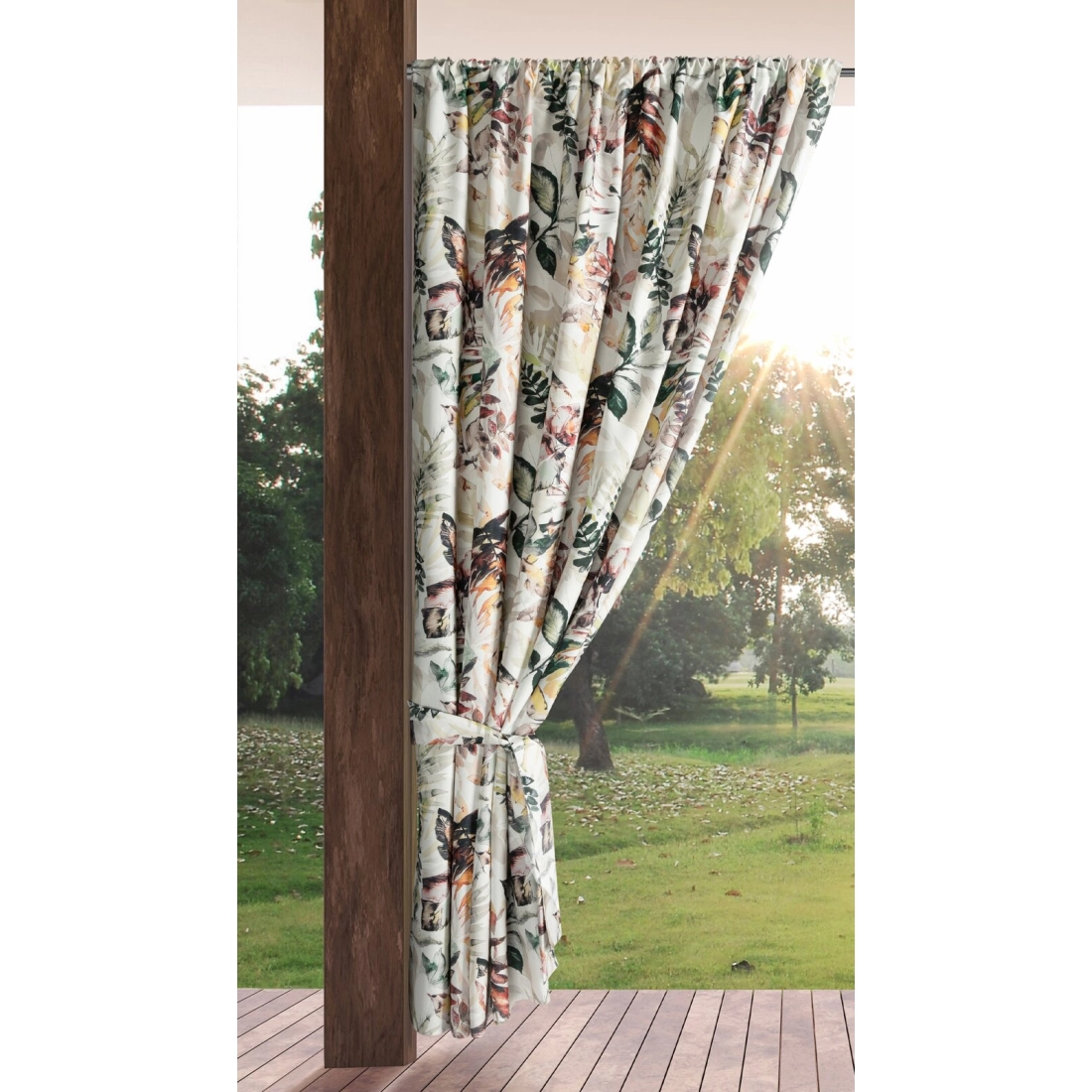 Záves 155x200 cm vodoodolný matný polyester bielo oceľový na tunel GARDEN 2