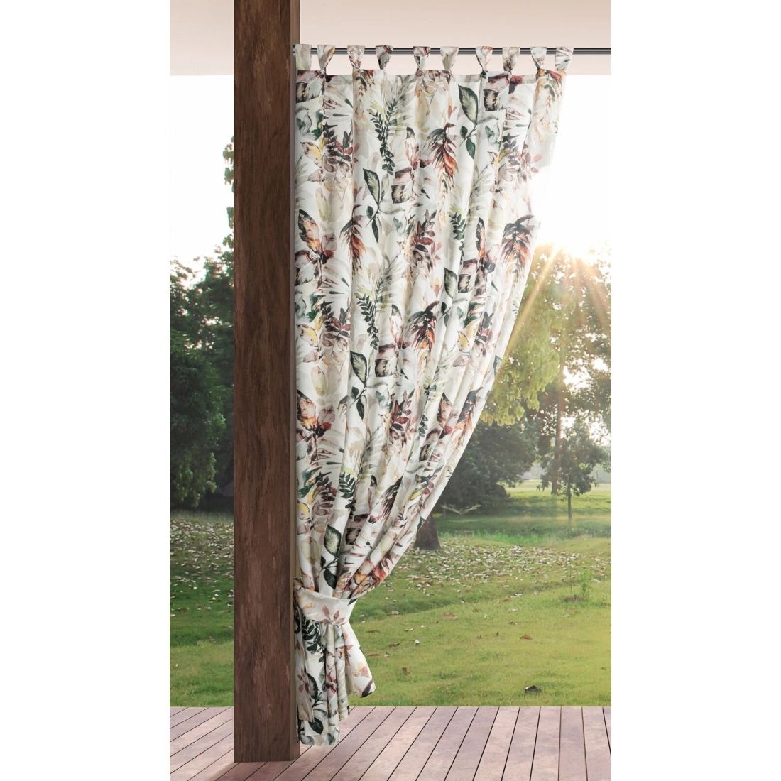 Závěs 155x200 cm voděodolný matný polyester bílo-šedý GARDEN 2