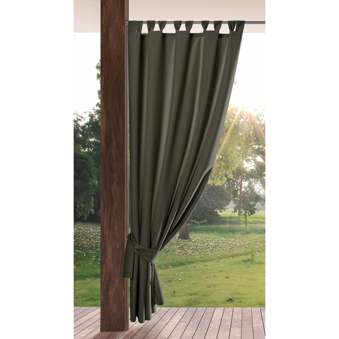 Záves 155x200 cm vodoodolný matný polyester grafitový na traky na suchý zips GARDEN