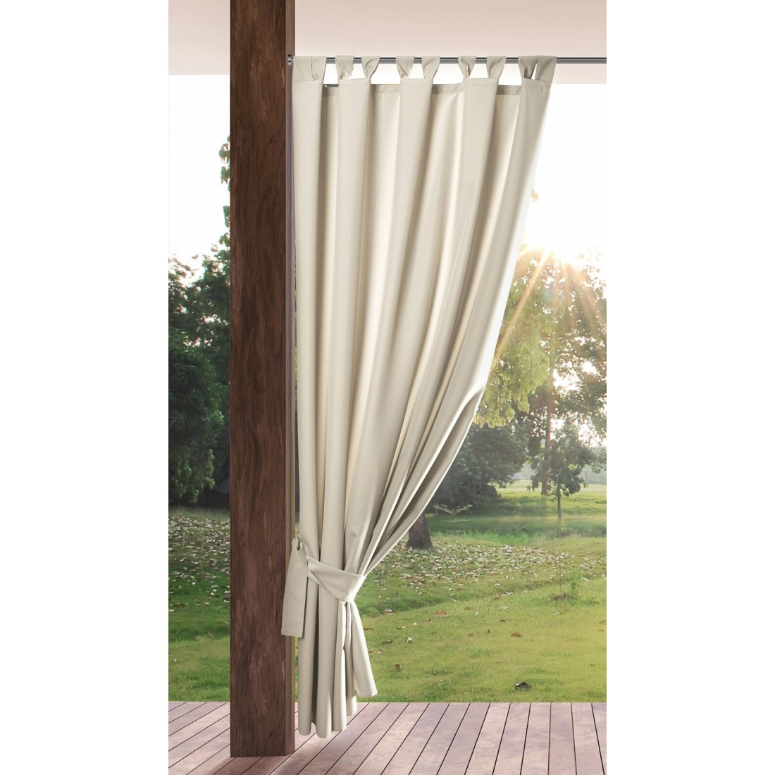 Závěs 155x200 cm voděodolný matný polyester světle béžový GARDEN