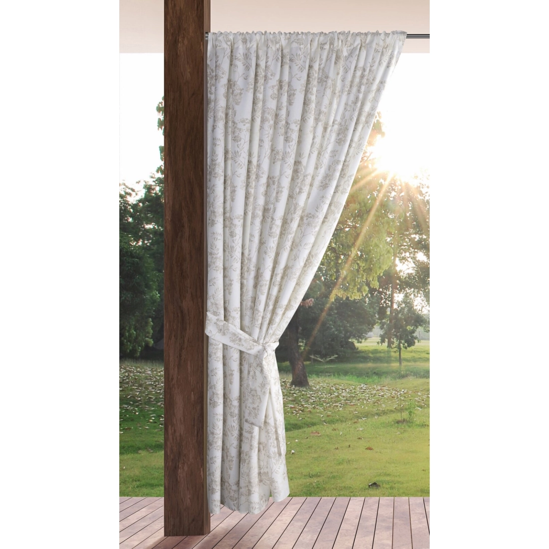 Závěs 155x200 cm voděodolný matný polyester krémově pudrový na tunel GARDEN