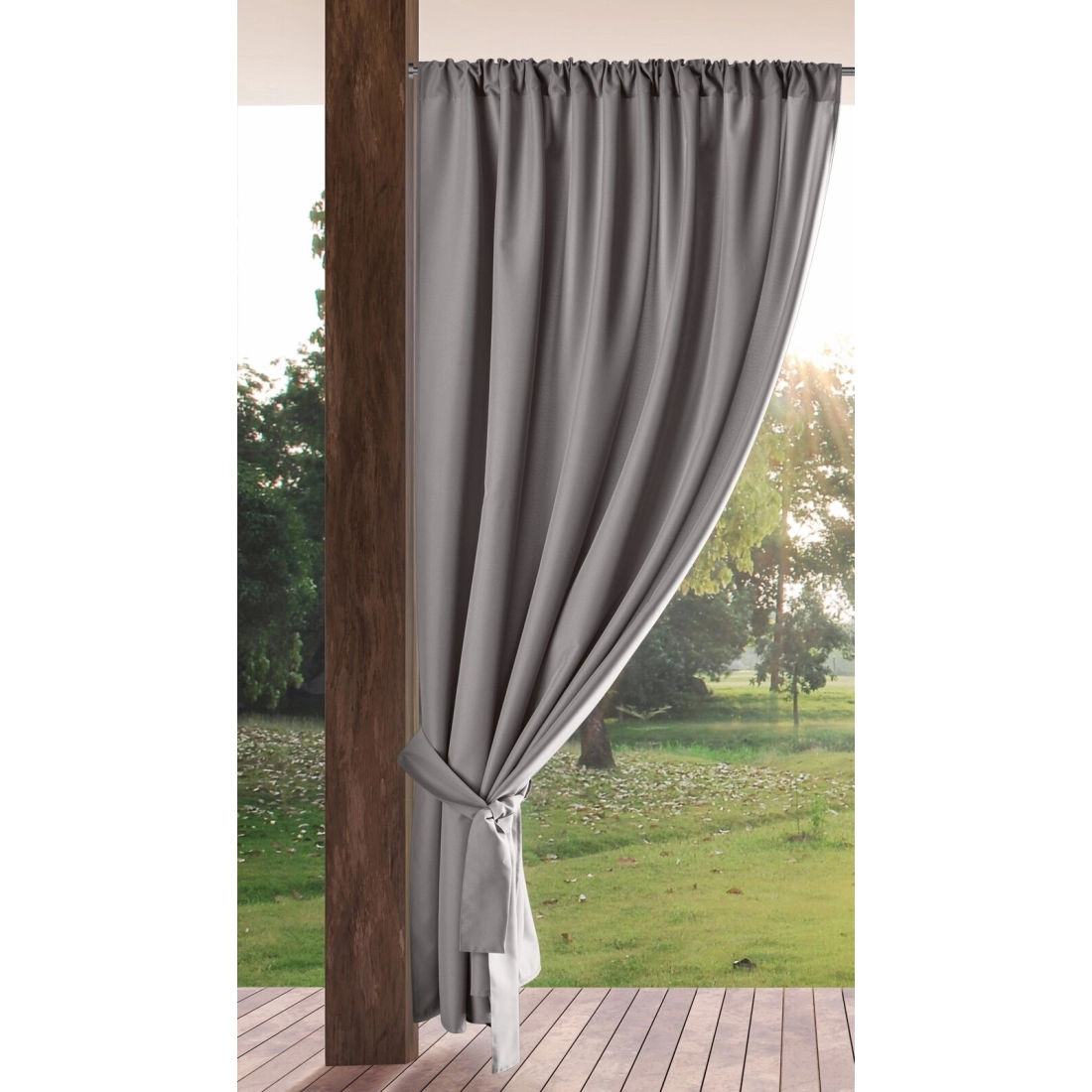 Záves 155x200 cm vodoodolný matný polyester oceľový na tunel GARDEN